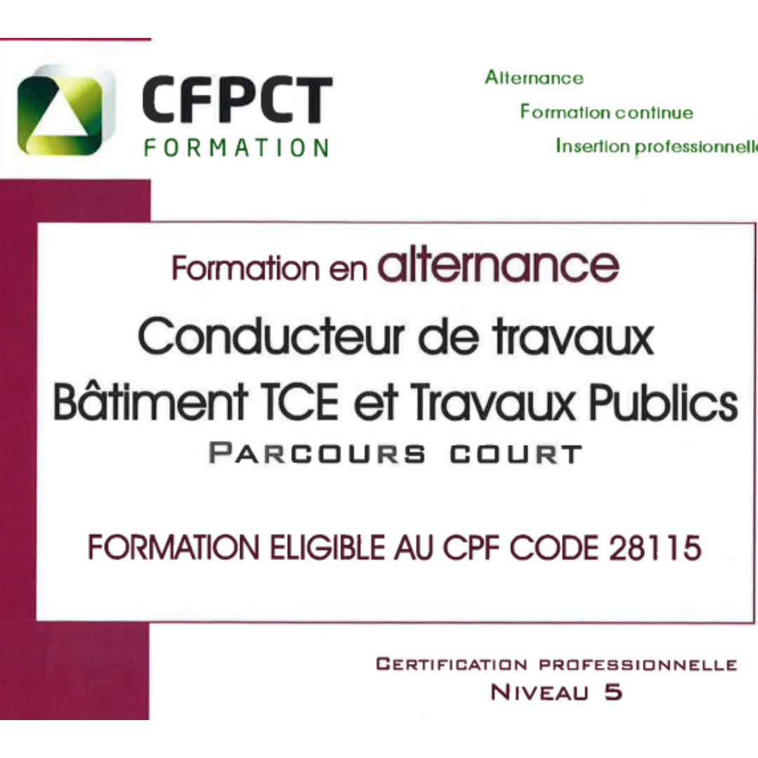 Conducteur De Travaux - CFPCT Formation